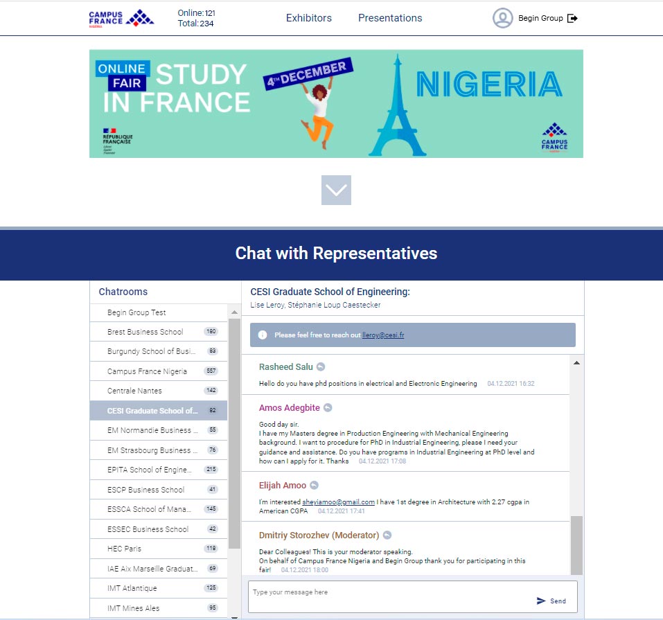 Platform for Running Online Student Recruitment Events