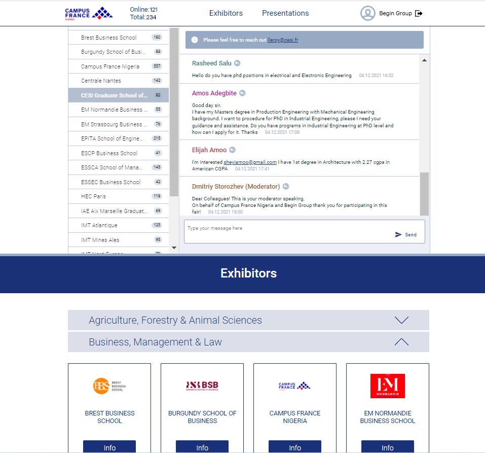 Platform for Running Online Student Recruitment Events